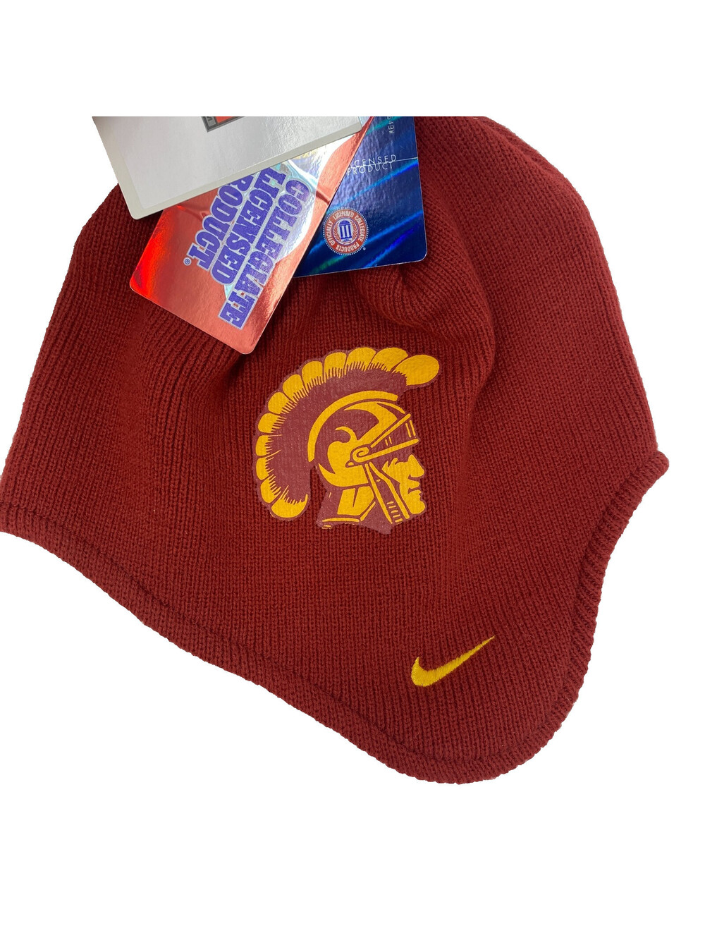 Vintage Nike Team USC Trojans Earflap Knit Beanie Hat NWT One Size